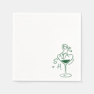Cherub Hand Drawn Cupid Icon Cocktail Wedding  Napkin