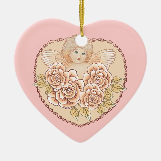 Cherub Heart Angel  Ornament (Front)
