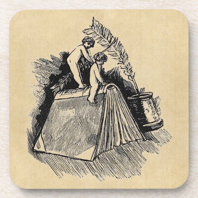 Cherub on Writing Desk Coaster (Front)