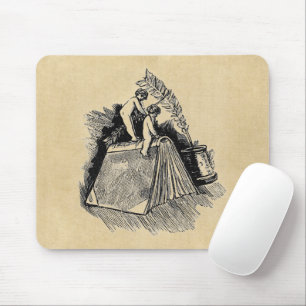 Cherub on Writing Desk Mouse Mat