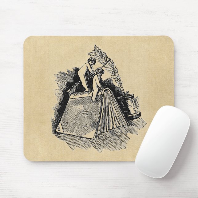 Cherub on Writing Desk Mouse Mat (With Mouse)