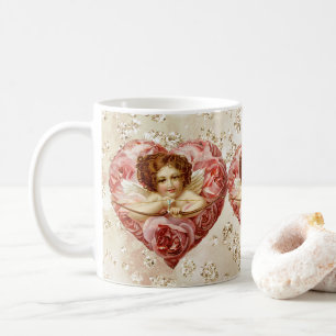 Cherub w/ Arrow Roses Heart Bokeh Bling Coffee Mug
