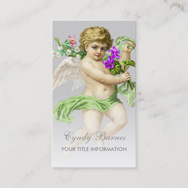 Cherub with Green Sash on Any Colour Business Card (Front)