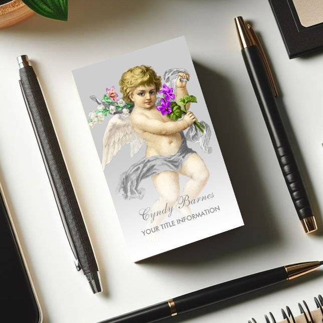 Cherub with Grey Sash on Any Colour Business Card (Creator Uploaded)