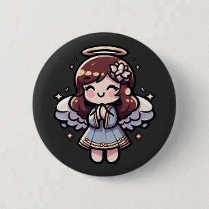 Cherubic Anime Angel - angelic, kawaii,  6 Cm Round Badge