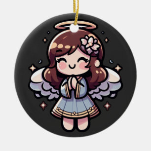 Cherubic Anime Angel - angelic, kawaii, Ceramic Tree Decoration