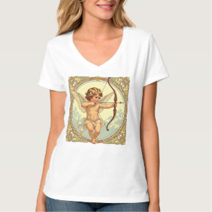 Cherubic Figure With A Garland Of Tiny White Flowe T-Shirt