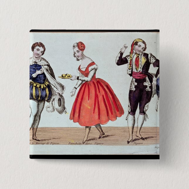 Cherubino, Fanchette and Figaro 15 Cm Square Badge (Front)