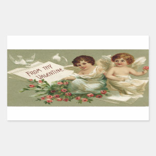 Cherubs and Roses Valentine Rectangular Sticker