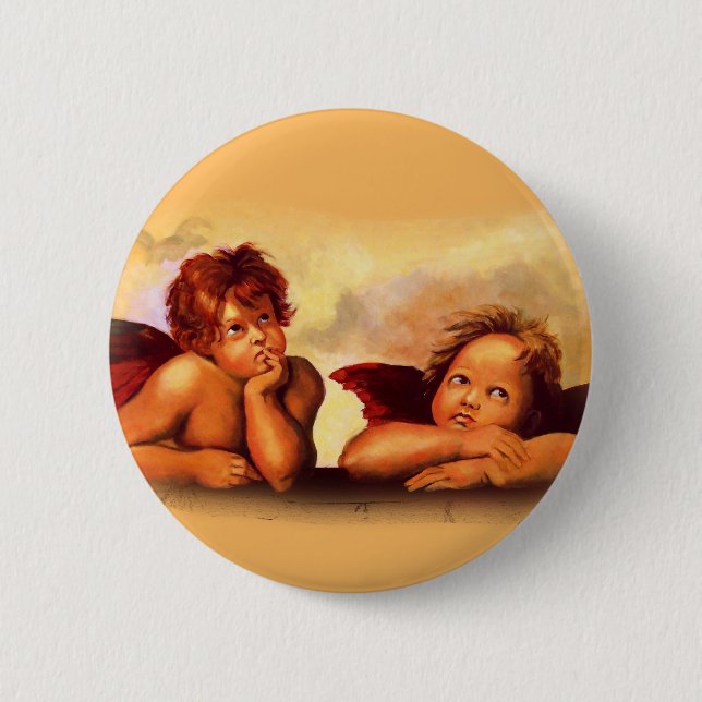 Cherubs, Angels, After Raphael: Original Artwork 6 Cm Round Badge (Front)