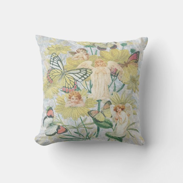 Cherubs, Butterflies and Flowers in Yellow Cushion (Front)