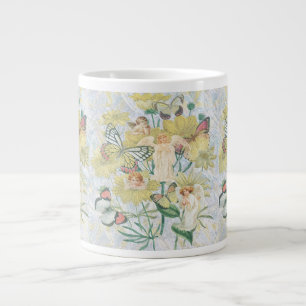 Cherubs, Butterflies and Flowers in Yellow Large Coffee Mug