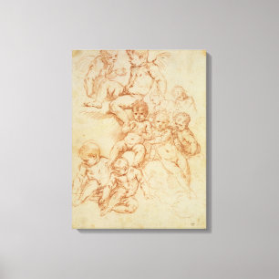 Cherubs, early 17th century (red chalk on paper) canvas print