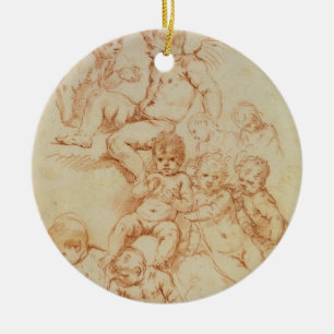 Cherubs, early 17th century (red chalk on paper) ceramic tree decoration