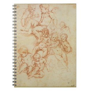Cherubs, early 17th century (red chalk on paper) notebook