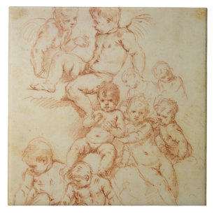 Cherubs, early 17th century (red chalk on paper) tile