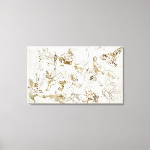 Cherubs, early 18th century (pen and ink and wash canvas print