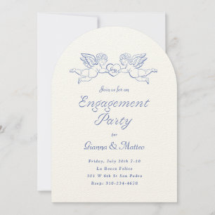 Cherubs Holding Heart Couples Engagement Party Invitation