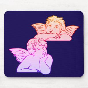 Cherubs line art inspired by Italian artist Raphae Mouse Mat