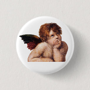 Cherubs, winged Angels painting by Raffael 3 Cm Round Badge