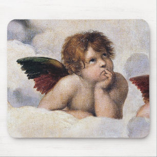 Cherubs, winged Angels painting by Raffael  Mouse Mat