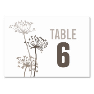 Chervil graphic flower wedding table numbers