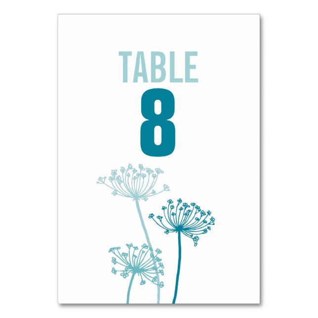 Chervil graphic flower wedding table numbers (Front)