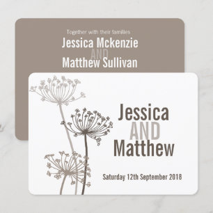 Chervil modern flower brown wedding invite