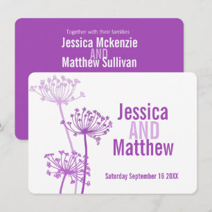 Chervil modern flower purple pink wedding invite
