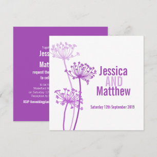 Chervil modern flower purple pink wedding invite