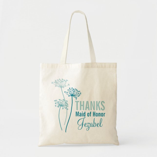 Chervil modern flower teal Maid of Honour bag (Front)