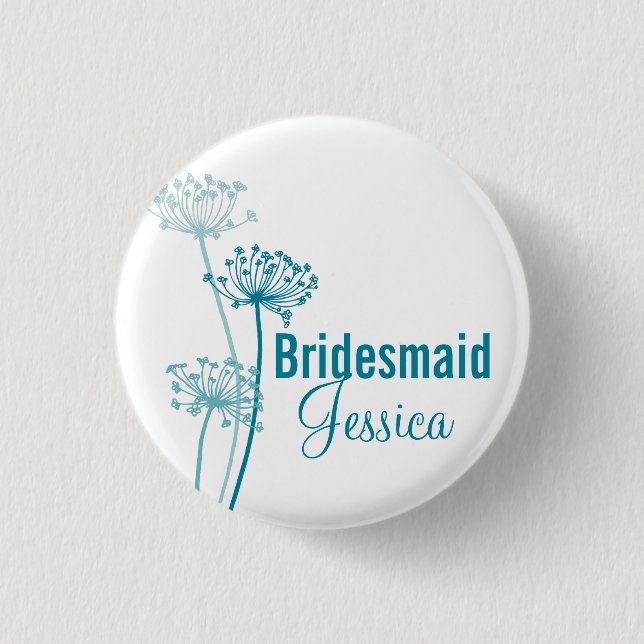 Chervil modern flower wedding pin / button (Front)