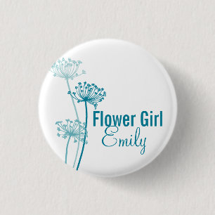 Chervil modern flower wedding pin / button