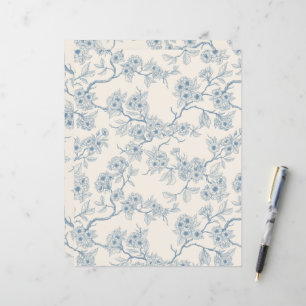 Chery blossom branches in blue and off white