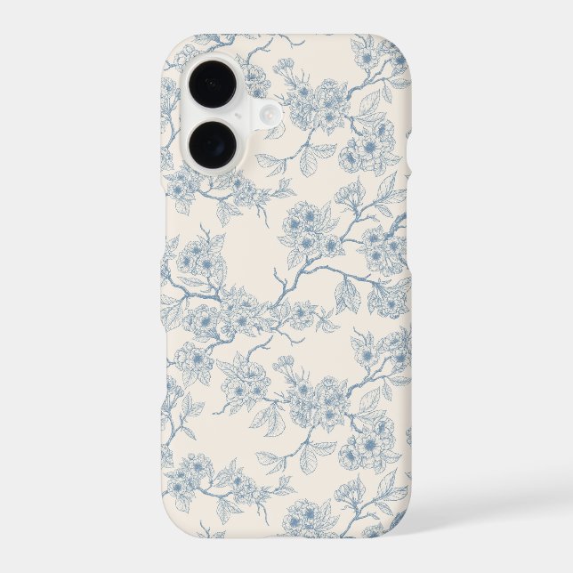 Chery blossom branches in blue and off white (Back)