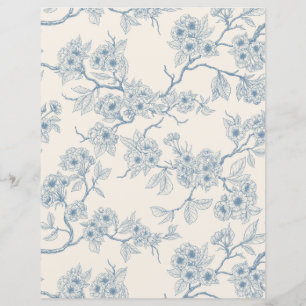 Chery blossom branches in blue and off white