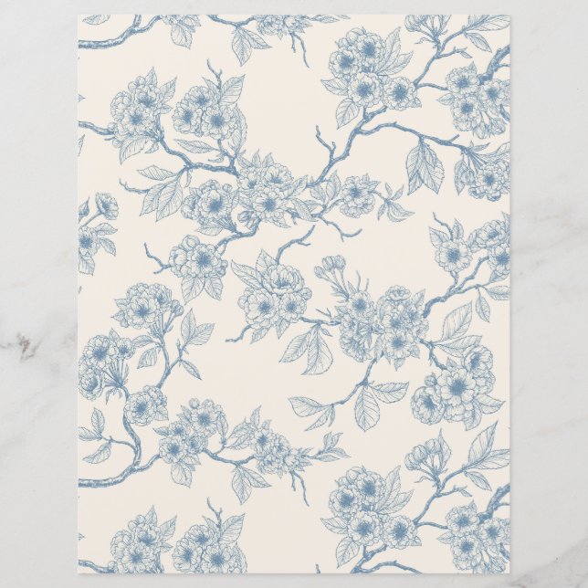 Chery blossom branches in blue and off white (Front)