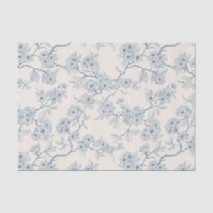 Chery blossom branches in blue and off white tissue paper