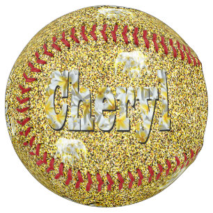 Cheryl, Name On Gold With Frangipani Elephants, Softball