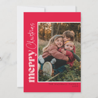 CHERYL Red and Pink Christmas Photo Card