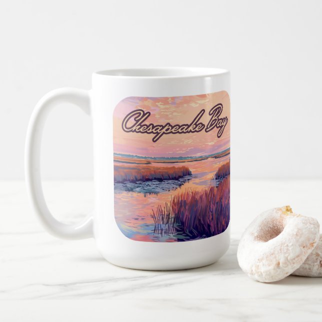 Chesapeake Bay Annapolis Maryland Virginia Sunrise Coffee Mug (With Donut)