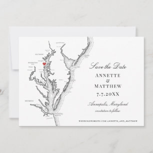 Chesapeake Bay Annapolis MD Black White Wedding Save The Date