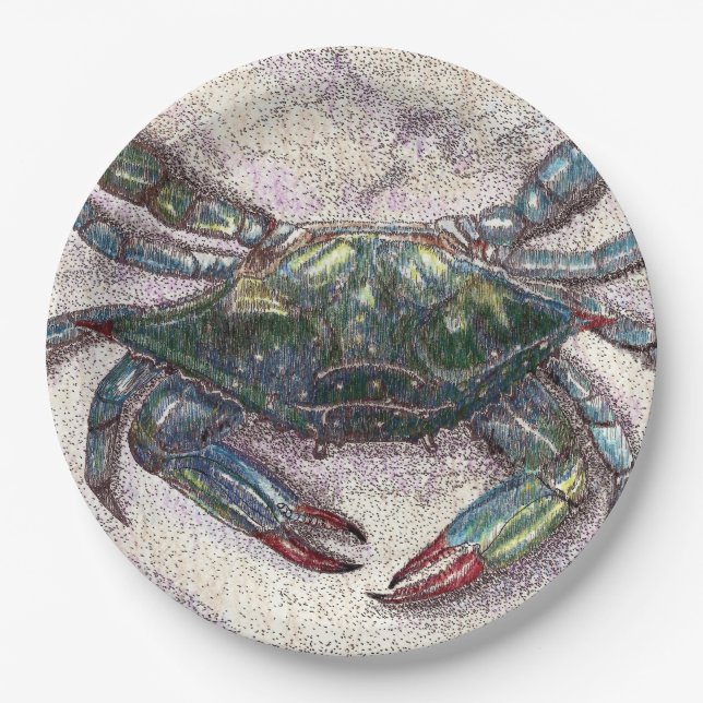 Chesapeake Bay Blue Crab Custom Paper Plates (Front)