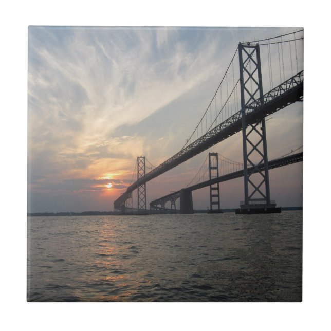 Chesapeake Bay Bridge Sunset Tile (Front)