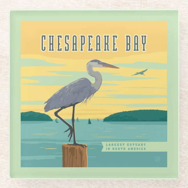 Chesapeake Bay Largest Estuary In North America Glass Coaster (Front)