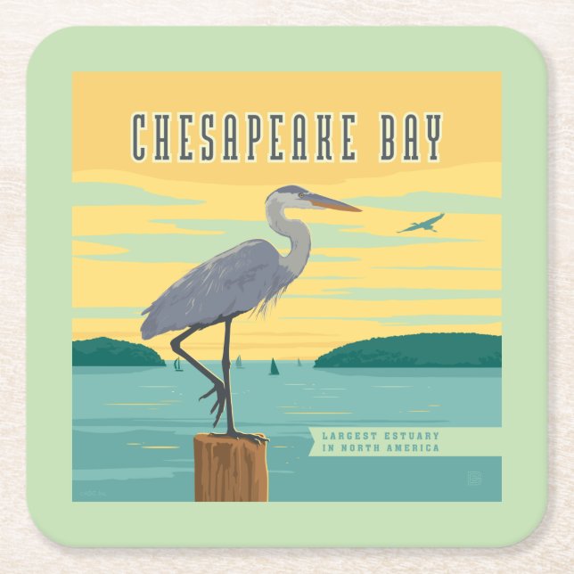 Chesapeake Bay Largest Estuary In North America Square Paper Coaster (Front)