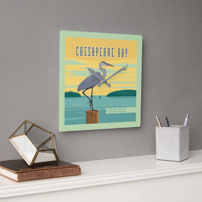 Chesapeake Bay Largest Estuary In North America Square Wall Clock (Office)