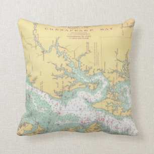 Chesapeake Bay Natuical Chart Cushion
