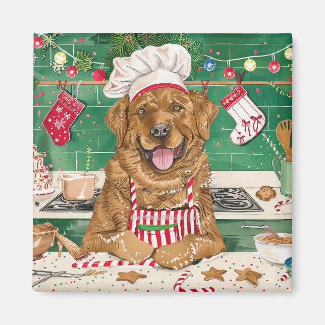 Chesapeake Bay Retriever Baking: Festive Christmas Magnet (Front)