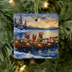 Chesapeake Bay Retriever Christmas Boat Holiday Ceramic Ornament